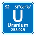 Periodic table element uranium icon.