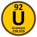 Periodic table element uranium icon