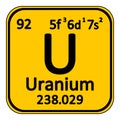 Periodic table element uranium icon.