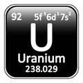 Periodic table element uranium icon.