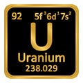 Periodic table element uranium icon.