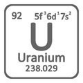 Periodic table element uranium icon.