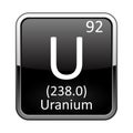 The periodic table element Uranium. Vector illustration Royalty Free Stock Photo