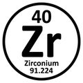 Periodic table element zirconium icon