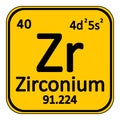 Periodic table element zirconium icon.