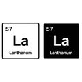 Periodic table elements lanthanum la atomic number 57 white and black icons Royalty Free Stock Photo