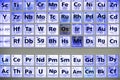 Periodic table of elements. Selective focus