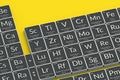 Periodic table of elements on yellow background Royalty Free Stock Photo