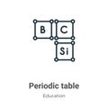 Periodic table outline vector icon. Thin line black periodic table icon, flat vector simple element illustration from editable