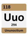 Periodic Table Symbol of Ununoctium Royalty Free Stock Photo