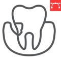 Periodontitis line icon, dental and stomatolgy, periodontal tooth sign vector graphics, editable stroke linear icon, eps