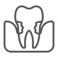 Periodontitis line icon, stomatology and dental,