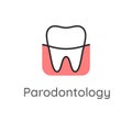 Periodontology. Teeth and gums. Dental icon or illustration in line style