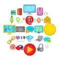 Periphery icons set, cartoon style Royalty Free Stock Photo