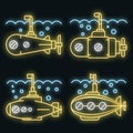 Periscope icon set vector neon