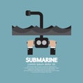 Periscope Of Submarine Under The Ocean