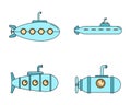 Periscope telescope icons set vector color