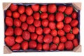 Perishable product, wooden tray with strawberries