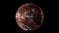 Perishes planet earth, Armageddon. 3D render of hot liquid lava planet on black background Royalty Free Stock Photo