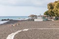 Perissa beach on the Greek island of Santorini, Greece Royalty Free Stock Photo