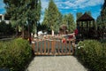 Children`s playground, toys outdoor on a children play area closed Royalty Free Stock Photo