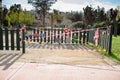 Children`s playground, toys outdoor on a children play area closed Royalty Free Stock Photo