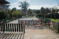 Children`s playground, toys outdoor on a children play area closed Royalty Free Stock Photo