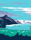 Perito Moreno Glacier in Los Glaciares National Park Argentina WPA Art Deco Poster