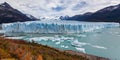 Perito Moreno panorama glacier frozen ice field.