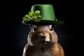 Perky Chipmunk with Gardener\'s Hat Portrait. Generative AI illustration