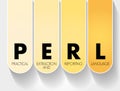 PERL - Practical Extraction and Reporting Language acronym, technology concept background