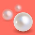 3 Pearls vector bokeh with shadow on a Coral color background