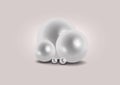 Perls on grey background, 3D illustration