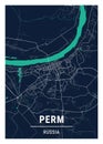 Perm - Russia Blue Dark City Map