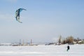 Snowkiter on the ice of the Kama Reservoir