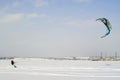 Snowkiter on the ice of the Kama Reservoir