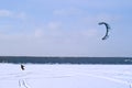 Snowkiter on the ice of the Kama Reservoir