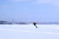 Snowkiter on the ice of the Kama Reservoir