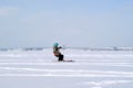 Snowkiter on the ice of the Kama Reservoir