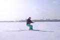 Snowkiter on the ice of the Kama Reservoir