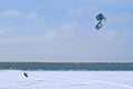 Snowkiter on the ice of the Kama Reservoir