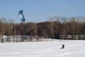 Snowkiter on the ice of the Kama Reservoir