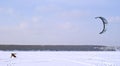 Snowkiter on the ice of the Kama Reservoir