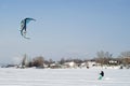 Snowkiter on the ice of the Kama Reservoir