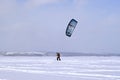 Snowkiter on the ice of the Kama Reservoir