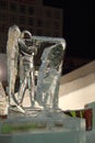 PERM, RUSSIA - JAN 11, 2014: Biathlonist sculpture in Ice town Royalty Free Stock Photo