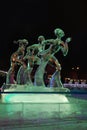 PERM, RUSSIA - JAN 11, 2014: Illuminated sculpture three figure