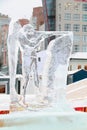 PERM, RUSSIA - JAN 6, 2014: Biathlonist sculpture in Ice town Royalty Free Stock Photo