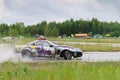 PERM, RUSSIA - JUL 22, 2017: Drifting car with smoke move