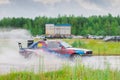 PERM, RUSSIA - JUL 22, 2017: Drifting car on wet track Royalty Free Stock Photo